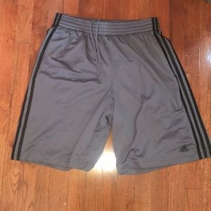 Grey adidas boy shorts.